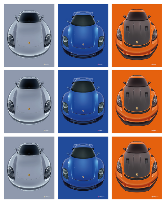 9 POSTCARD A5 ICONS OF PORSCHE